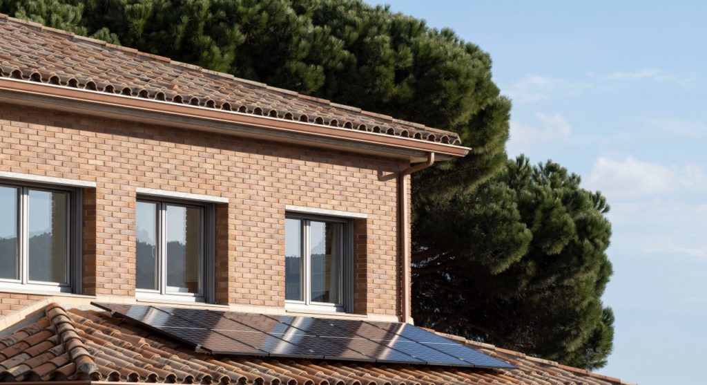 placas fotovoltaicas en el tejado de una vivienda 